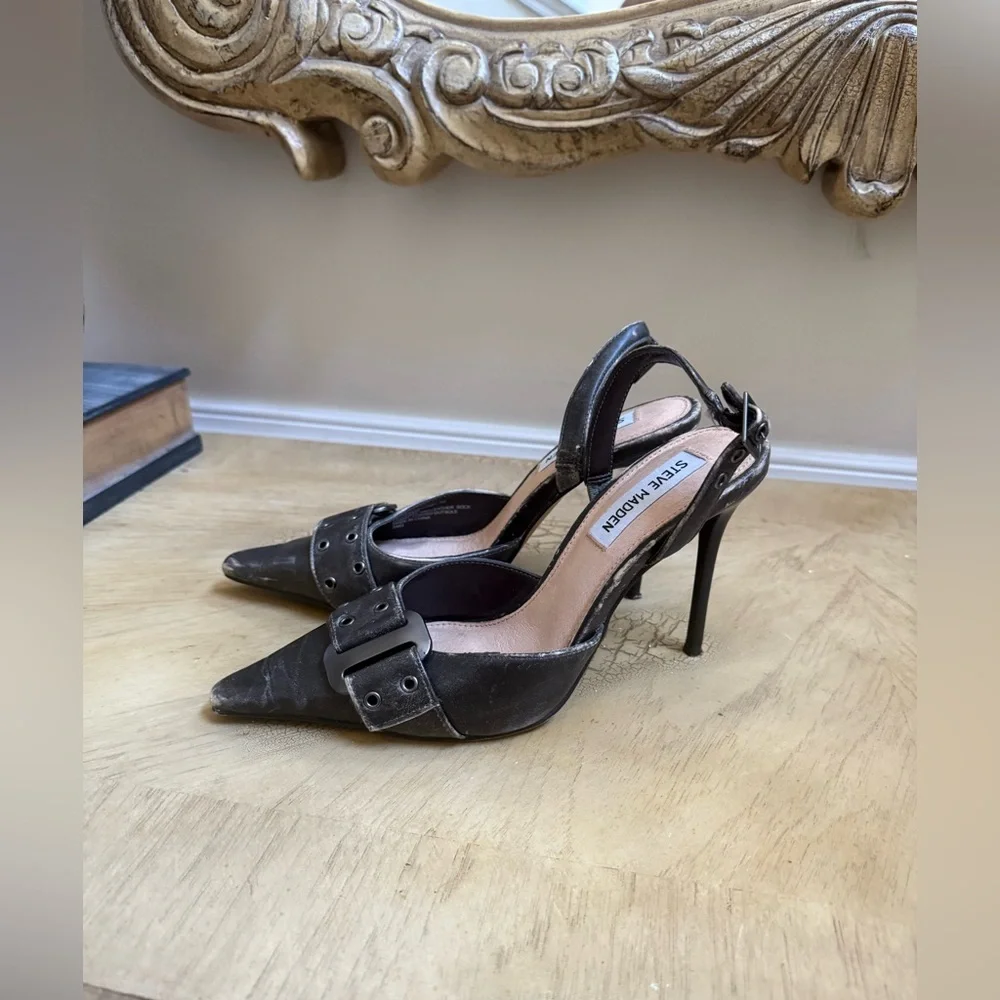 Steve Madden Dillon Distressed Slingback Stiletto Heels